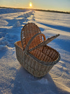 Double-Lid Wicker Picnic Basket