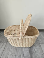 Double-Lid Wicker Picnic Basket