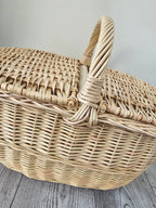 Double-Lid Wicker Picnic Basket