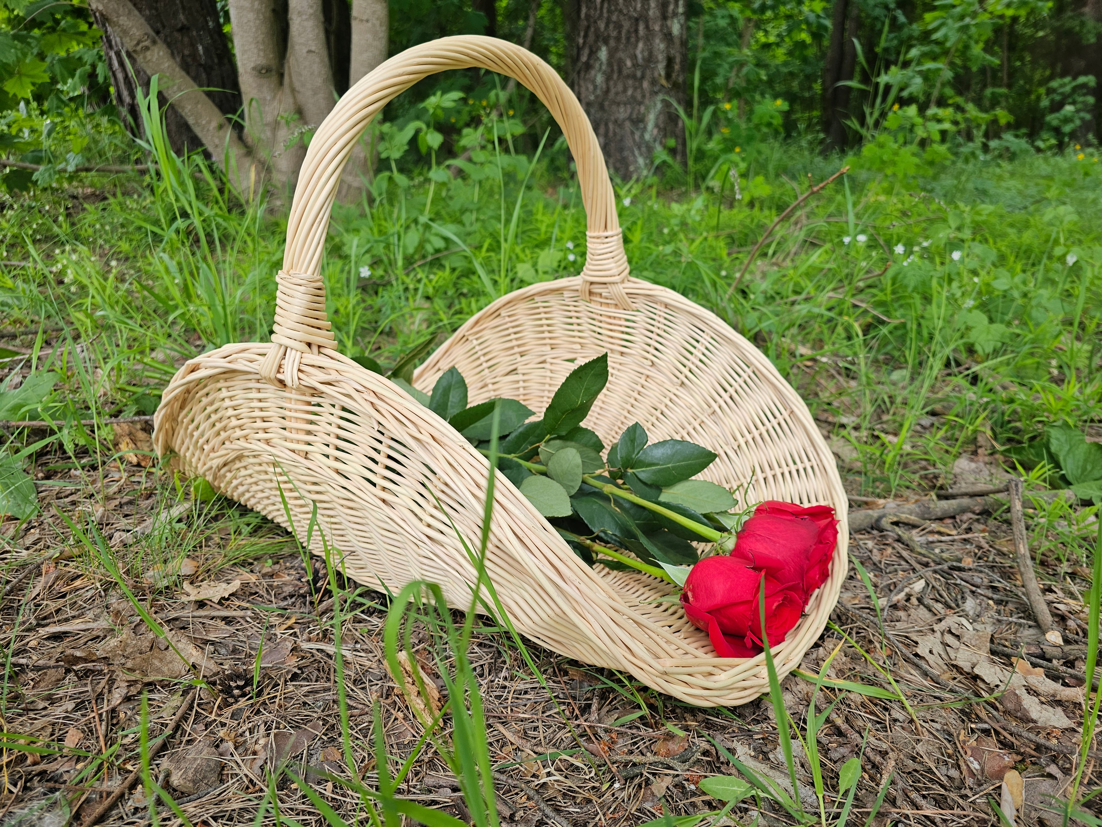 Wicker flower basket 031b
