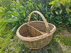 Wicker Picnic Basket with Divider — side view