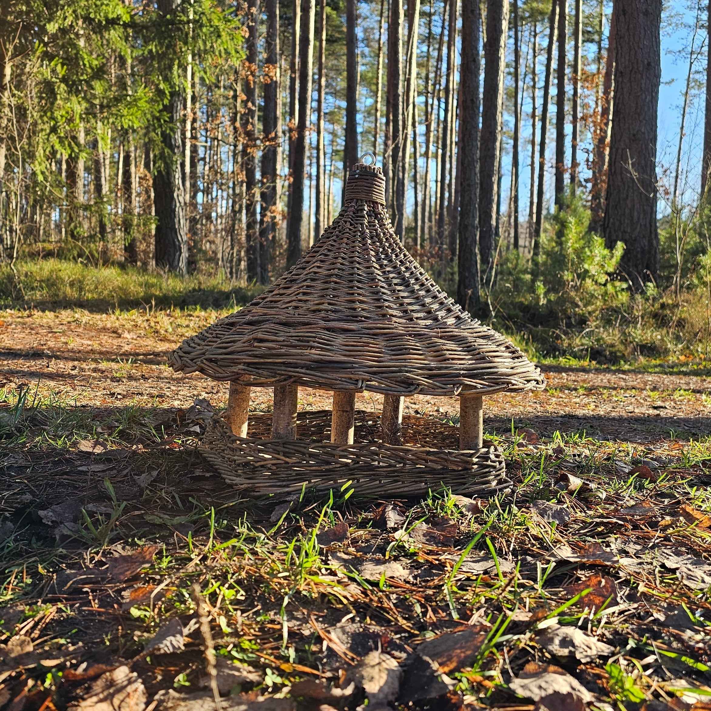 Wicker bird feeder 014b - NaturelyWoven wicker - handmade