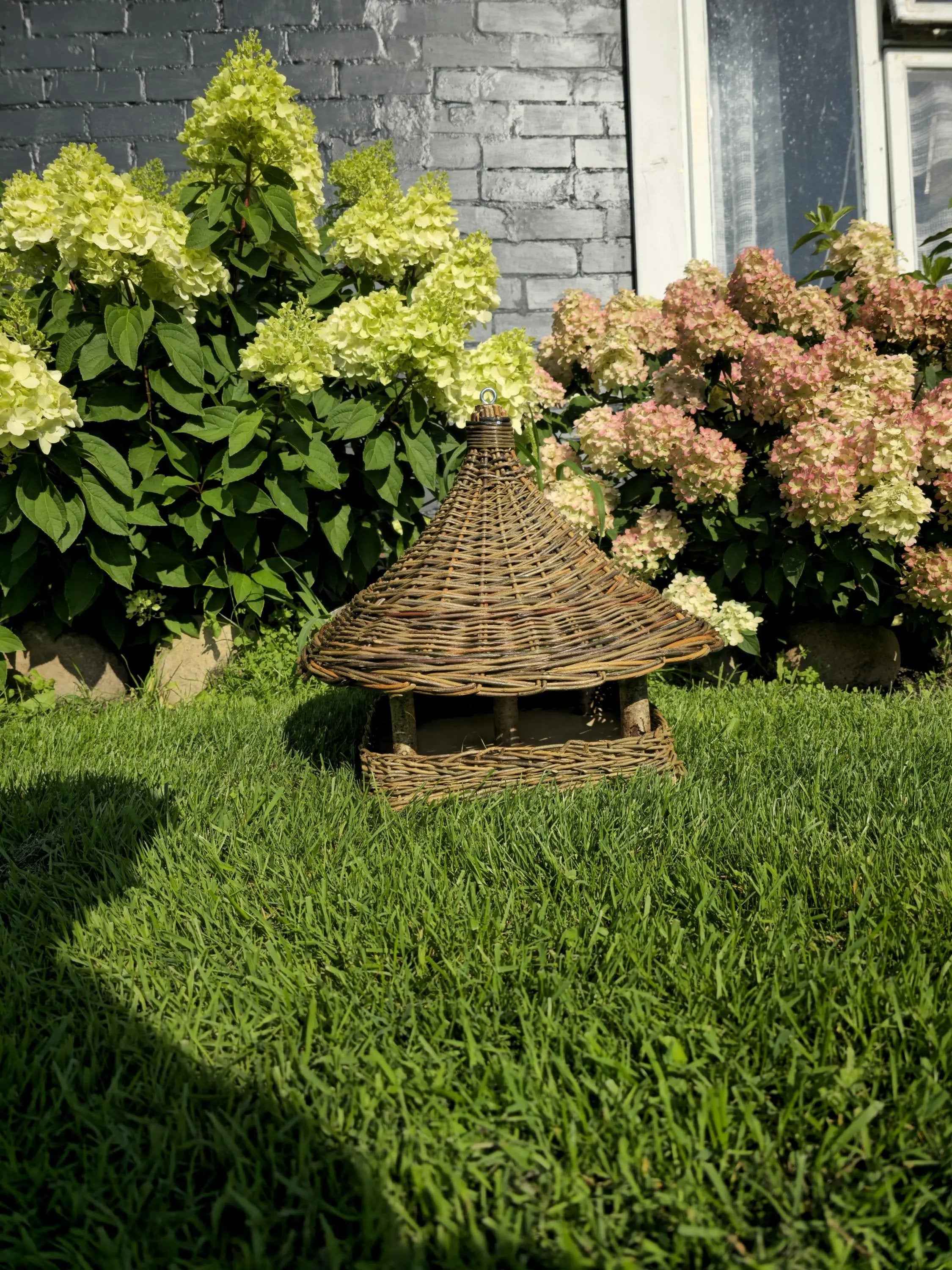 Wicker bird feeder 014b - NaturelyWoven wicker - handmade