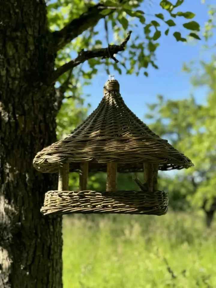Wicker bird feeder 014b - NaturelyWoven wicker - handmade