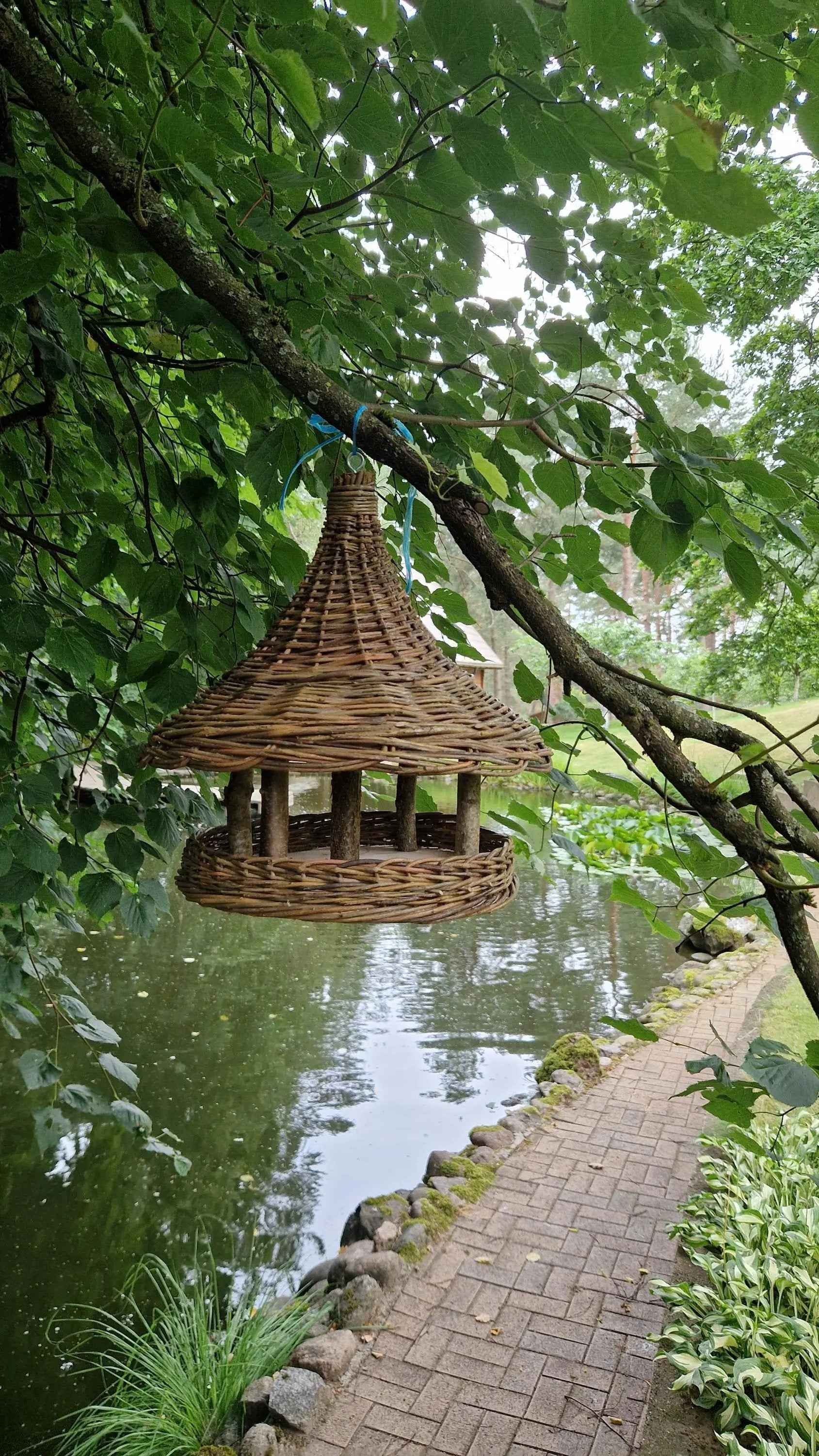 Wicker bird feeder 016b - NaturelyWoven wicker - handmade