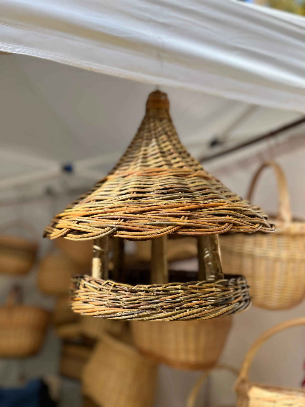 Wicker bird feeder 016b - NaturelyWoven wicker - handmade