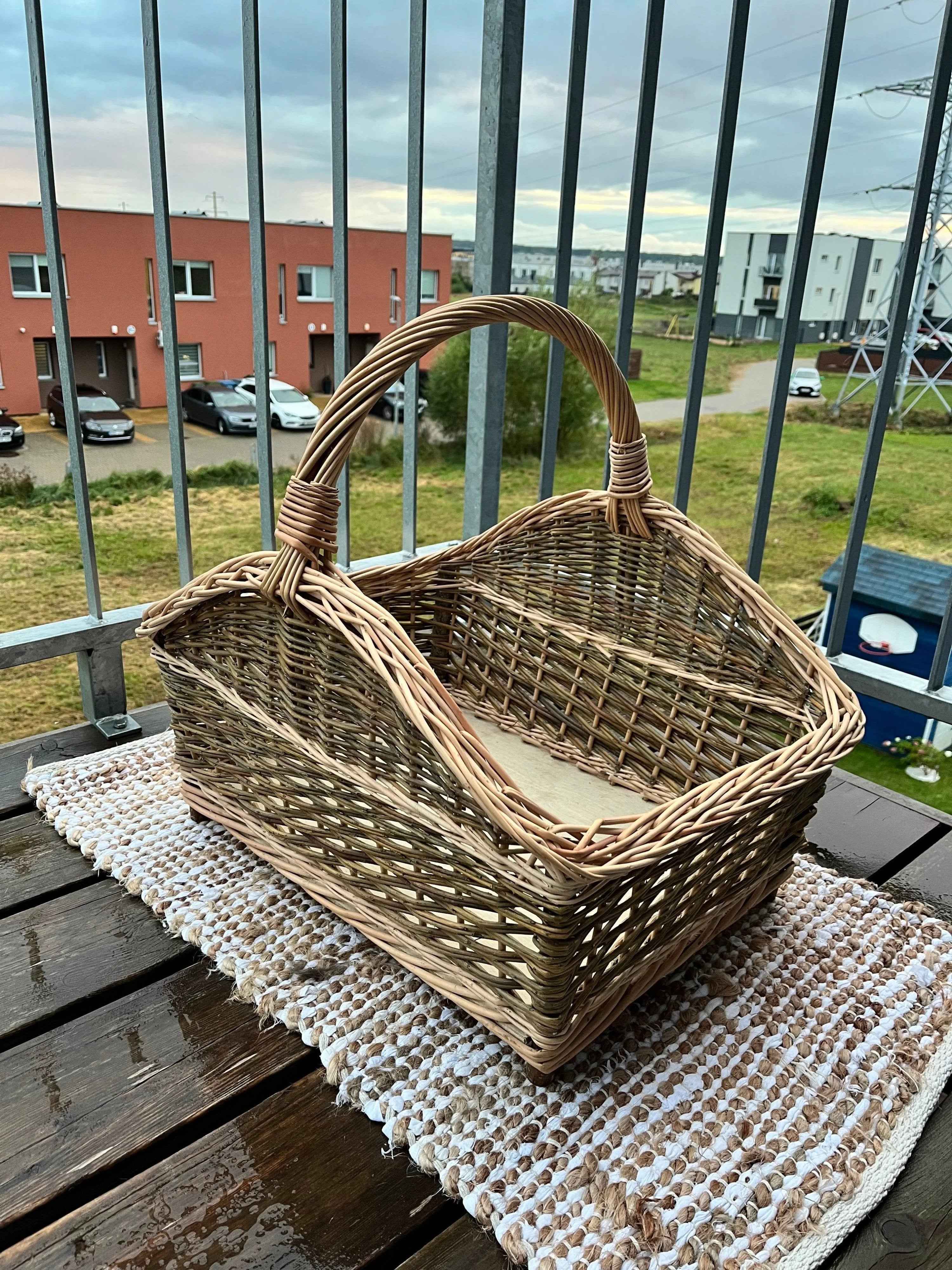 Wicker firewood basket 012b - NaturelyWoven wicker - handmade