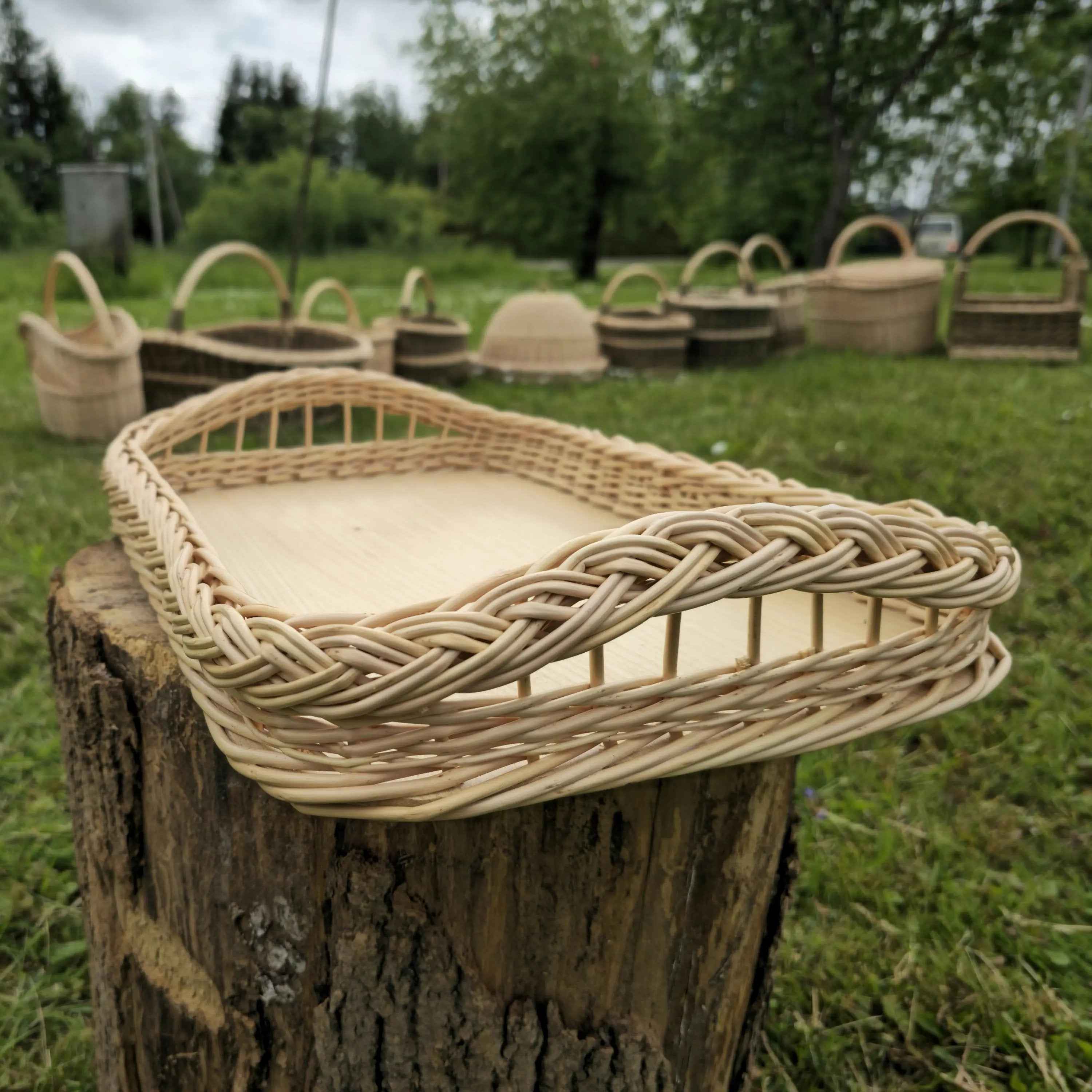 Wicker serving tray 013b - NaturelyWoven wicker - handmade