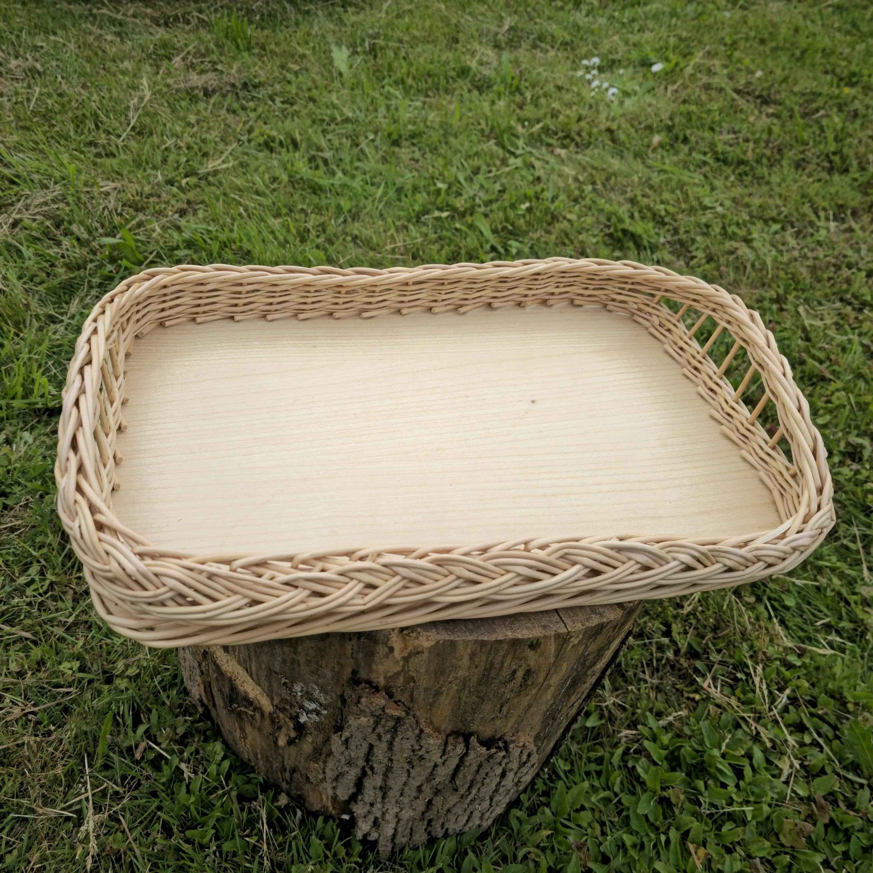 Wicker serving tray 013b - NaturelyWoven wicker - handmade