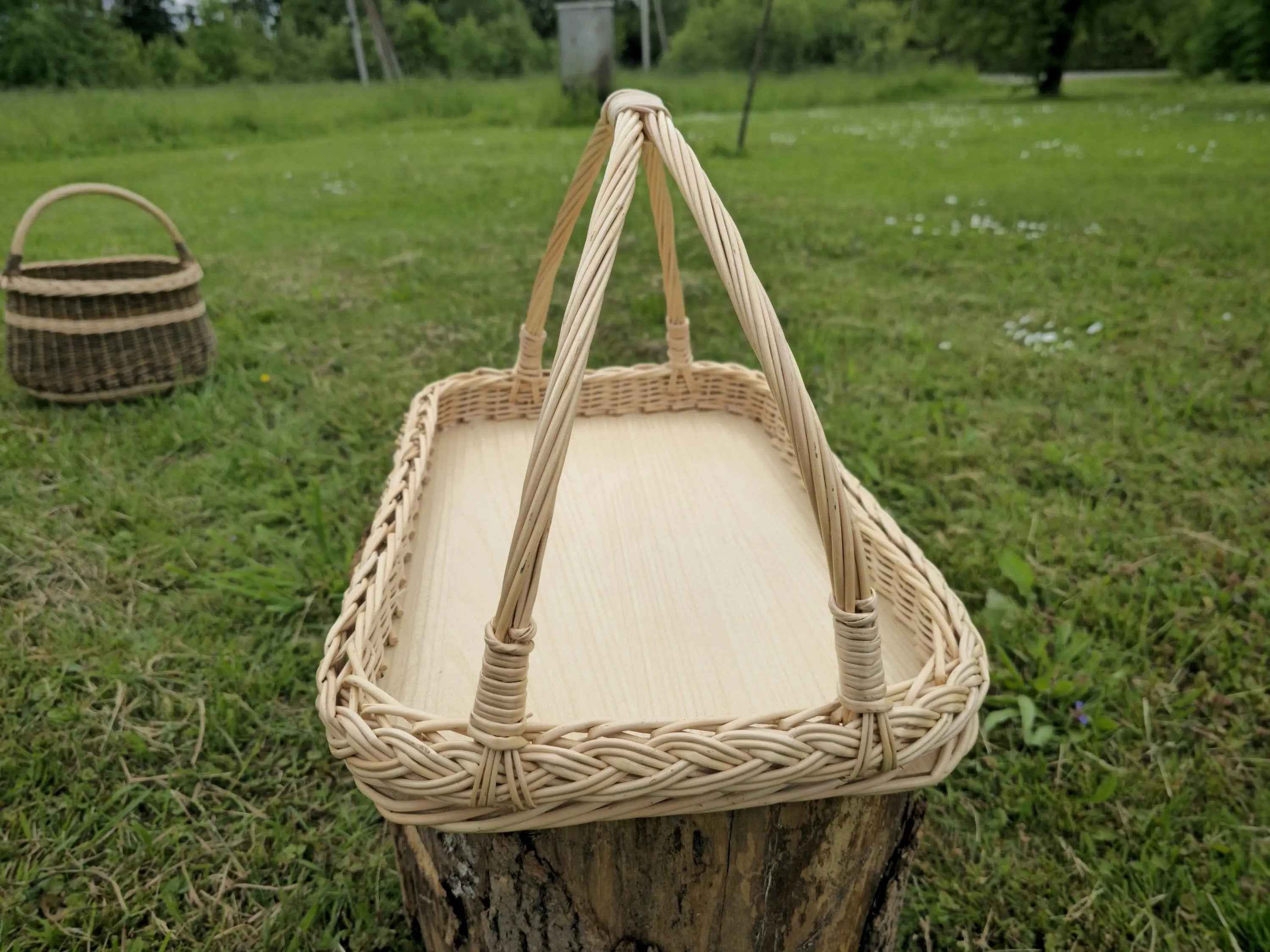 Wicker serving tray 002b - NaturelyWoven wicker - handmade