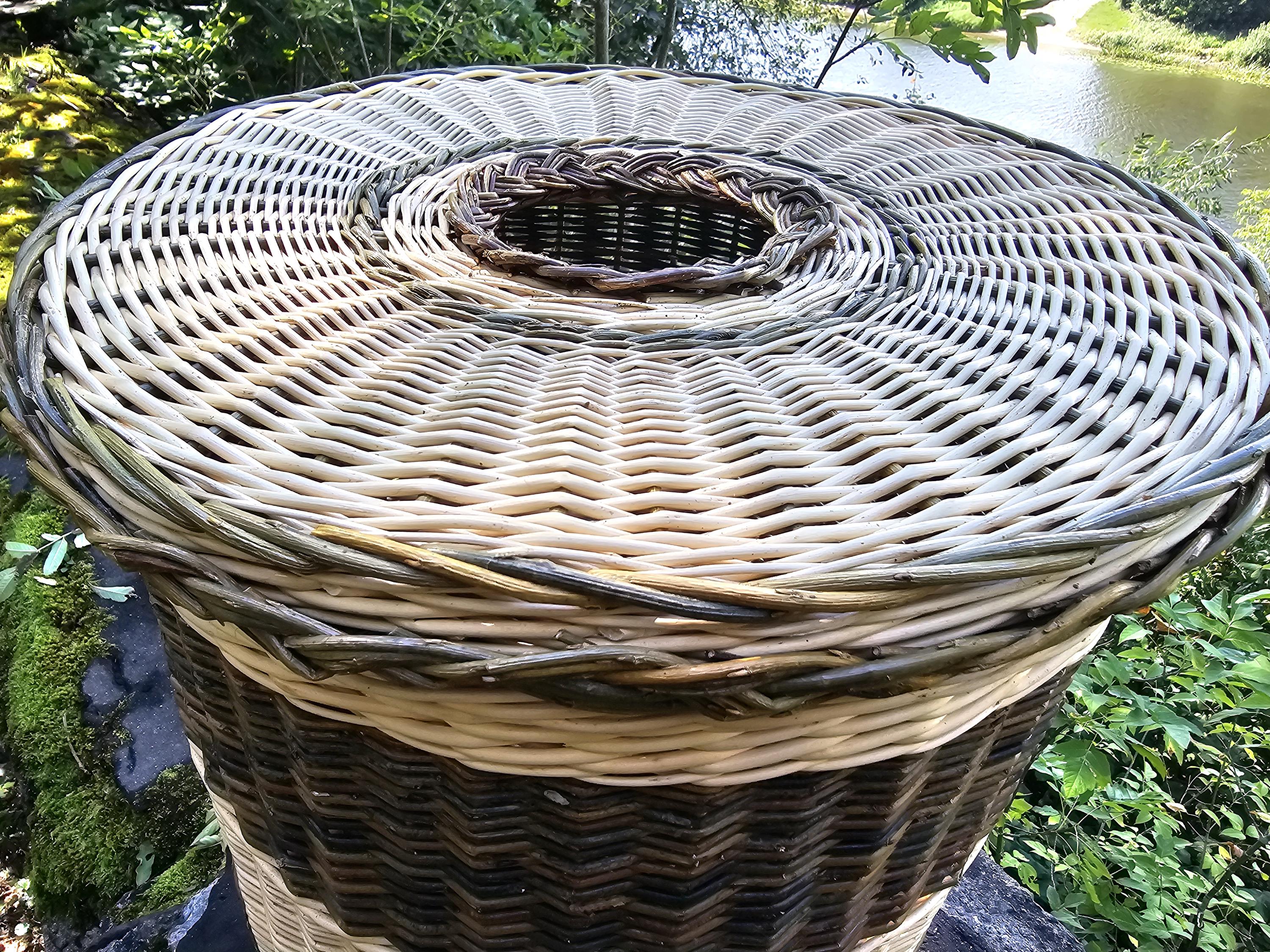Tall Wicker Laundry Hamper / Bottle Bin — wicker basket, view 6