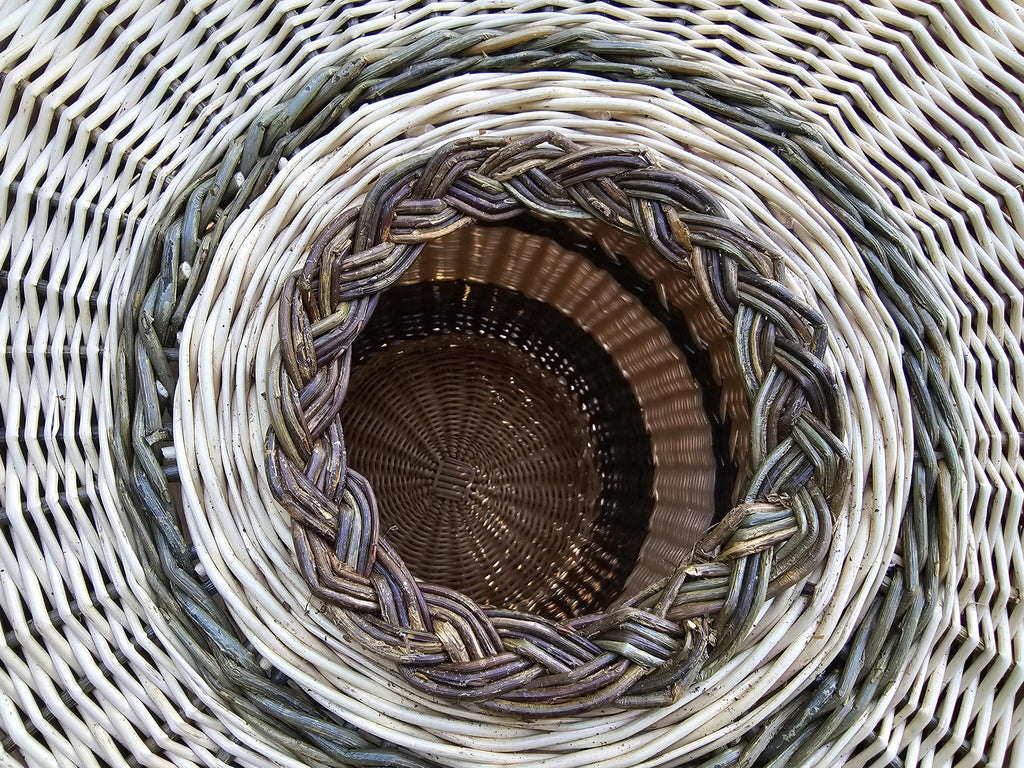 Tall Wicker Laundry Hamper / Bottle Bin — wicker basket, view 7