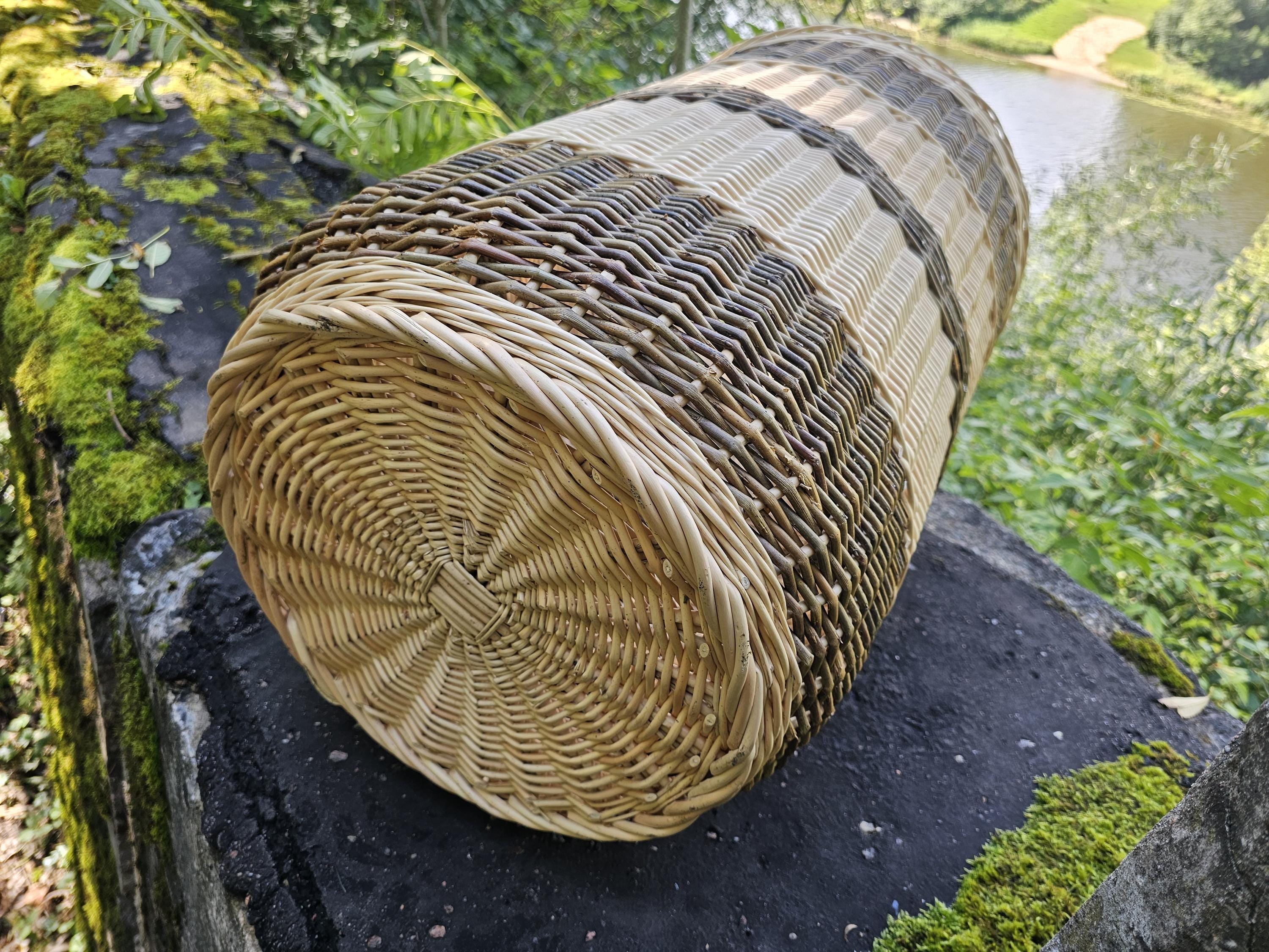 Tall Wicker Laundry Hamper / Bottle Bin — wicker basket, view 11