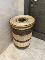 Tall Wicker Laundry Hamper / Bottle Bin — wicker basket, view 13