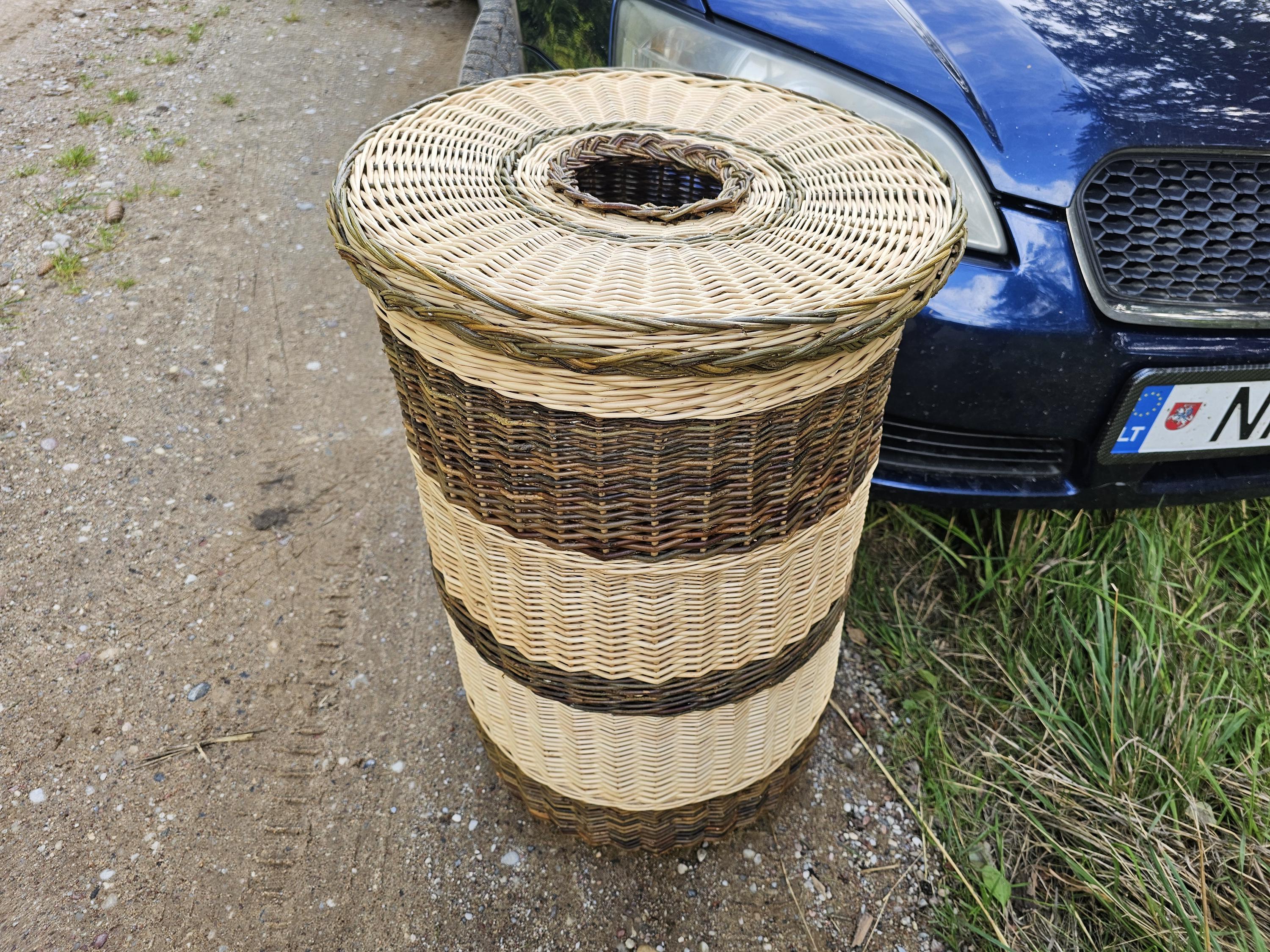 Tall Wicker Laundry Hamper / Bottle Bin — wicker basket, view 15
