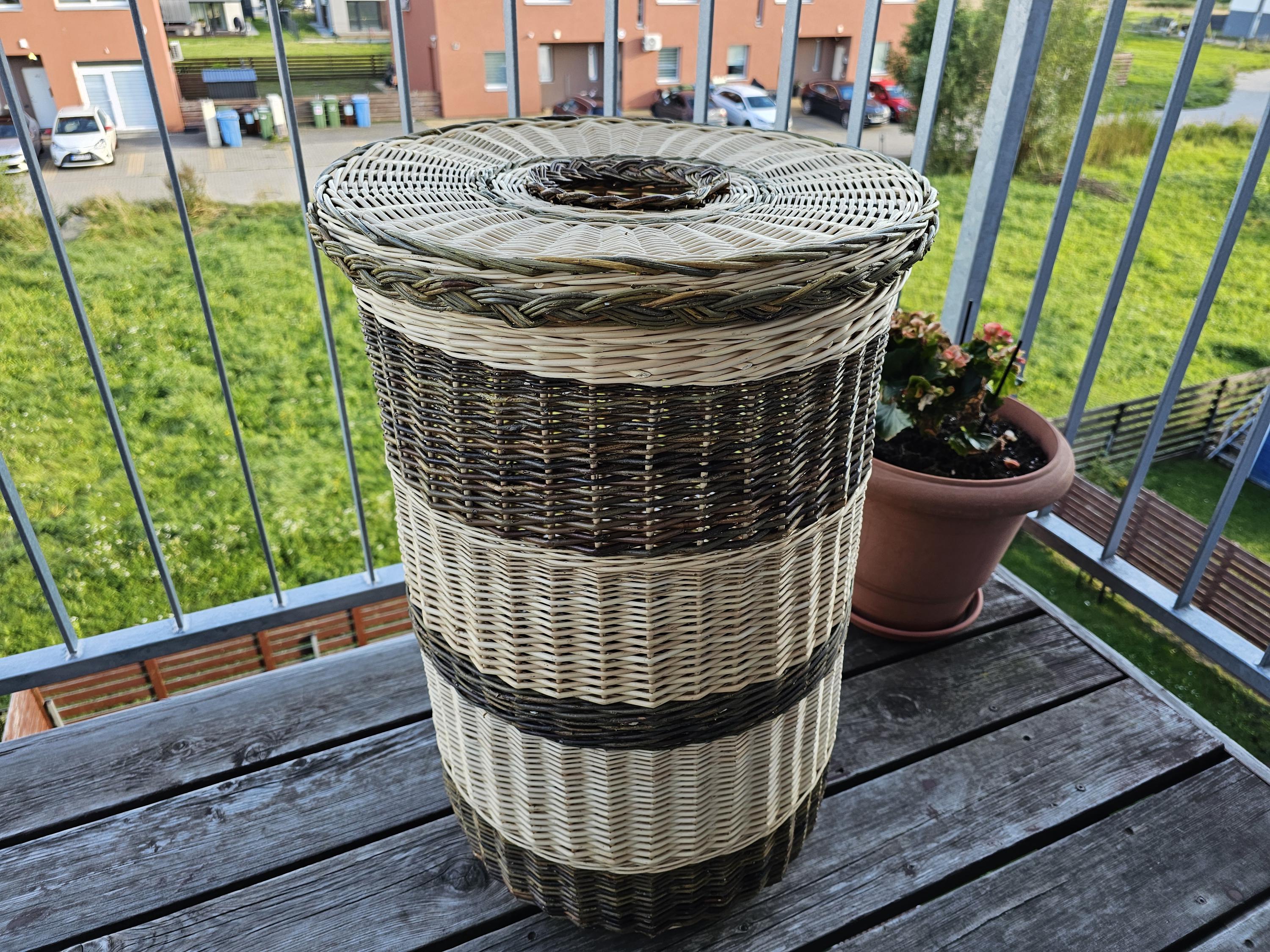 Tall Wicker Laundry Hamper / Bottle Bin — wicker basket, view 17