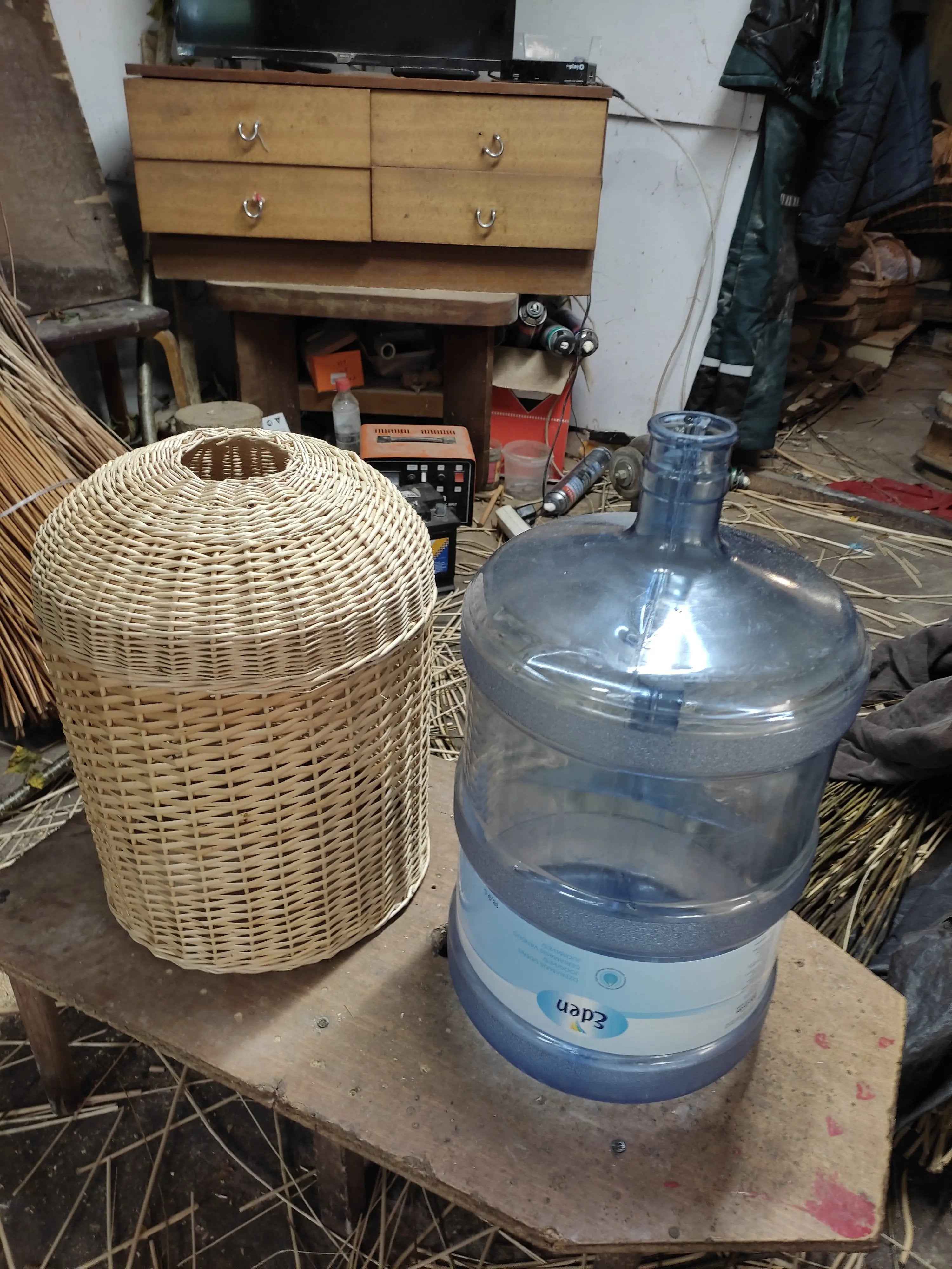 Wicker water bottle cover 008b - NaturelyWoven wicker - handmade