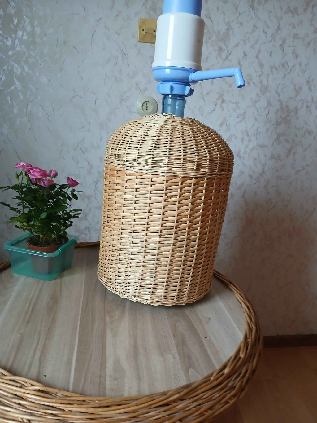 Wicker water bottle cover 008b - NaturelyWoven wicker - handmade