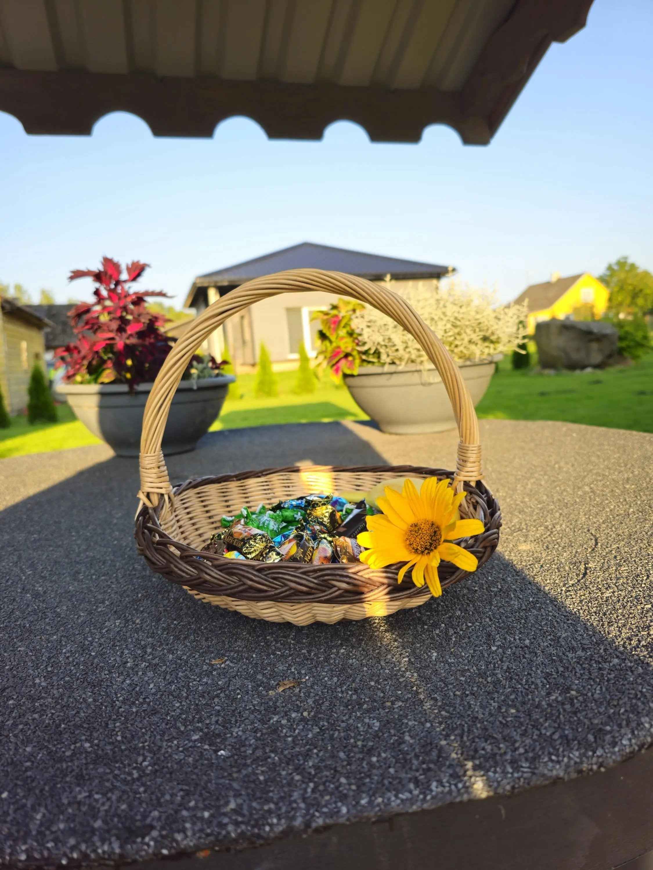 Flower girl basket 035b - NaturelyWoven wicker - handmade